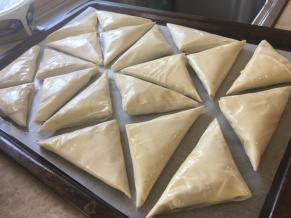Spinach Triangles on Tray